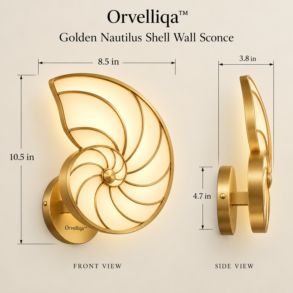 Orvelliqa™ Golden Nautilus Shell Wall Sconce - image 2