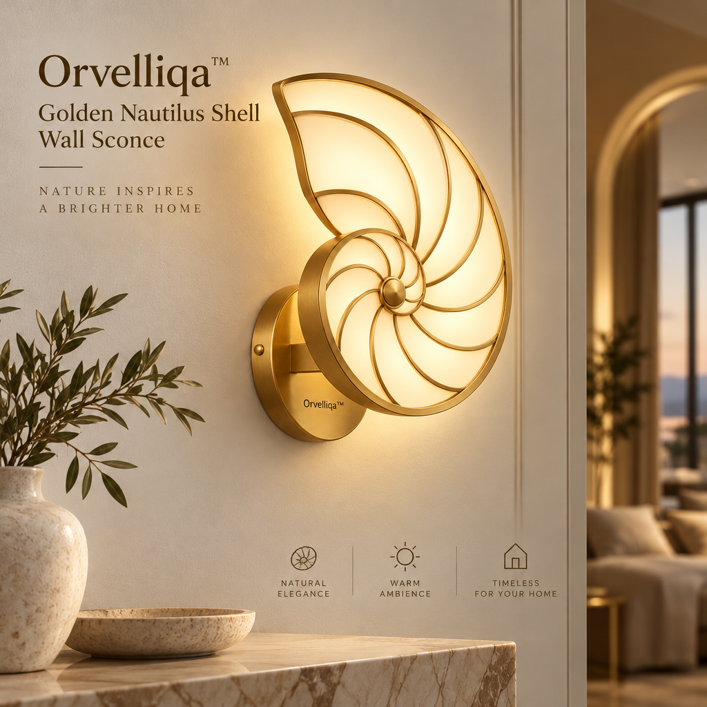 Orvelliqa™ Golden Nautilus Shell Wall Sconce - image 5