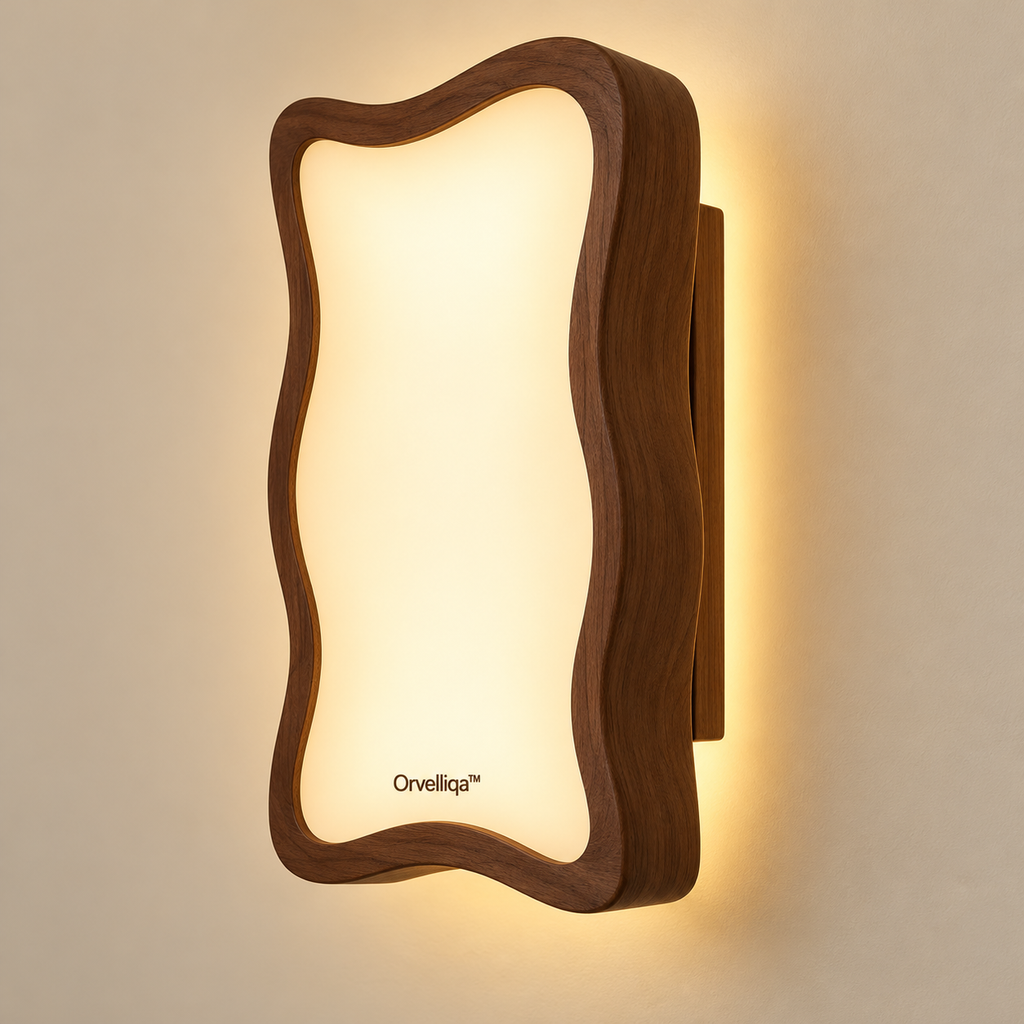 Orvelliqa™ Wavy Wood Frame Wall Sconce - image 1