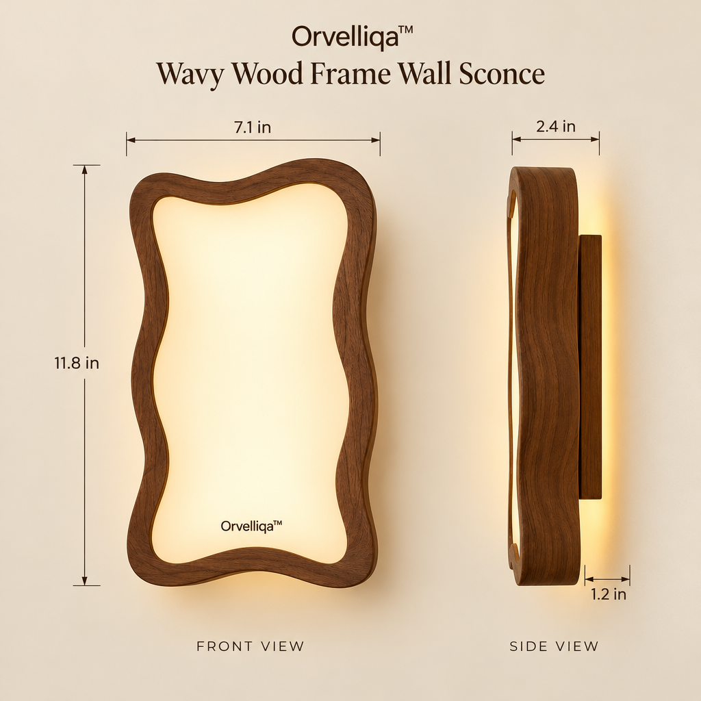 Orvelliqa™ Wavy Wood Frame Wall Sconce - image 2
