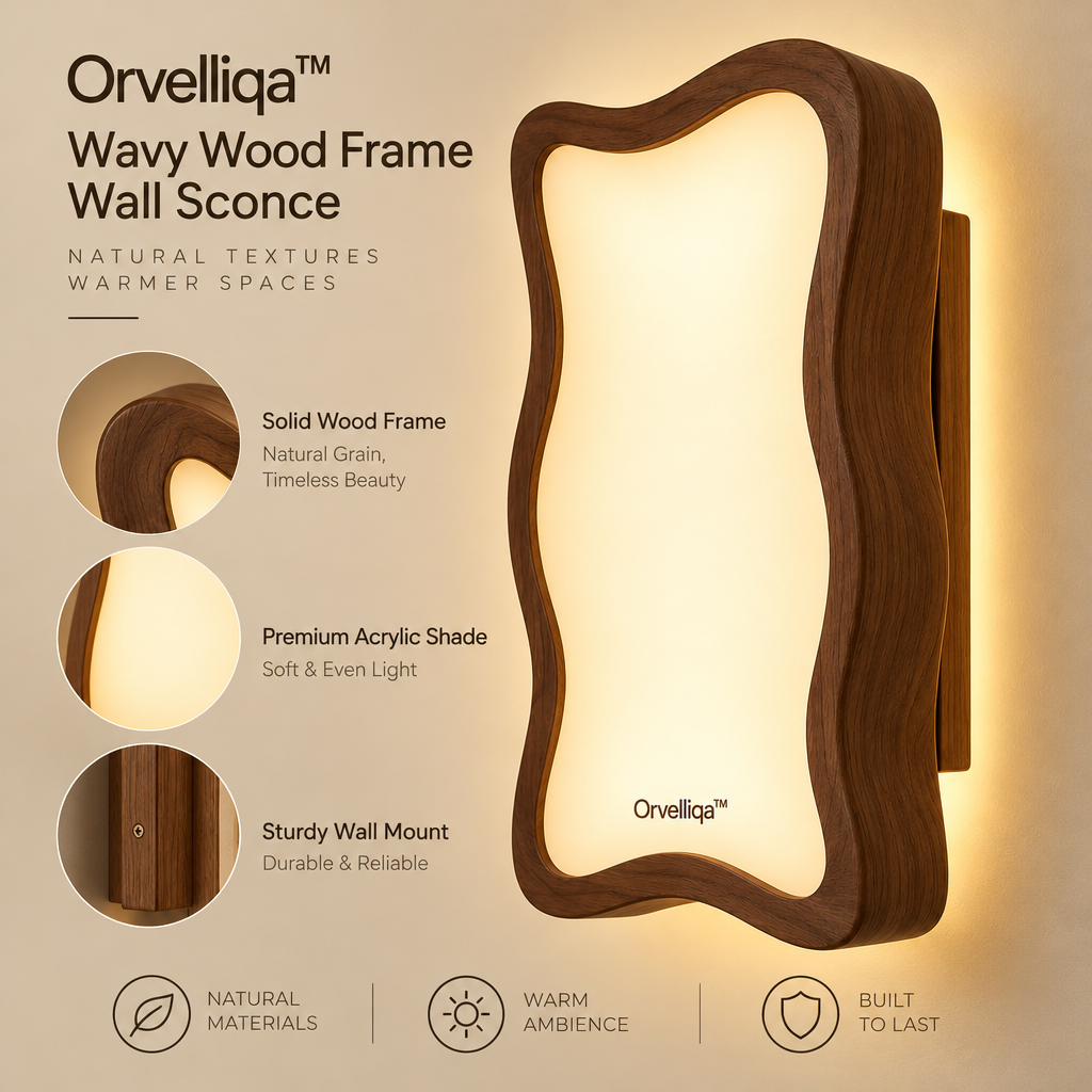 Orvelliqa™ Wavy Wood Frame Wall Sconce - image 3
