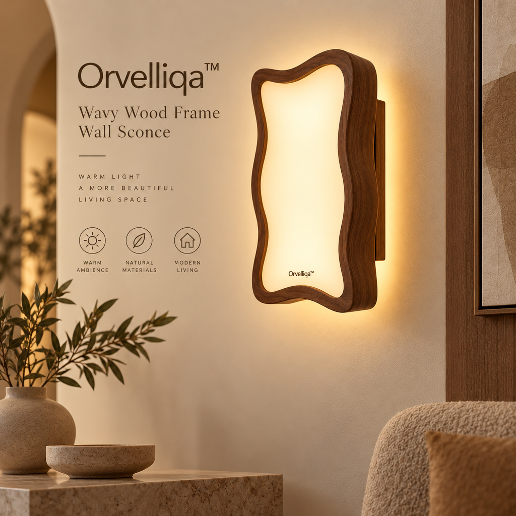 Orvelliqa™ Wavy Wood Frame Wall Sconce - image 5