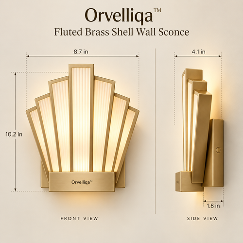 Orvelliqa™ Fluted Brass Shell Wall Sconce - image 2