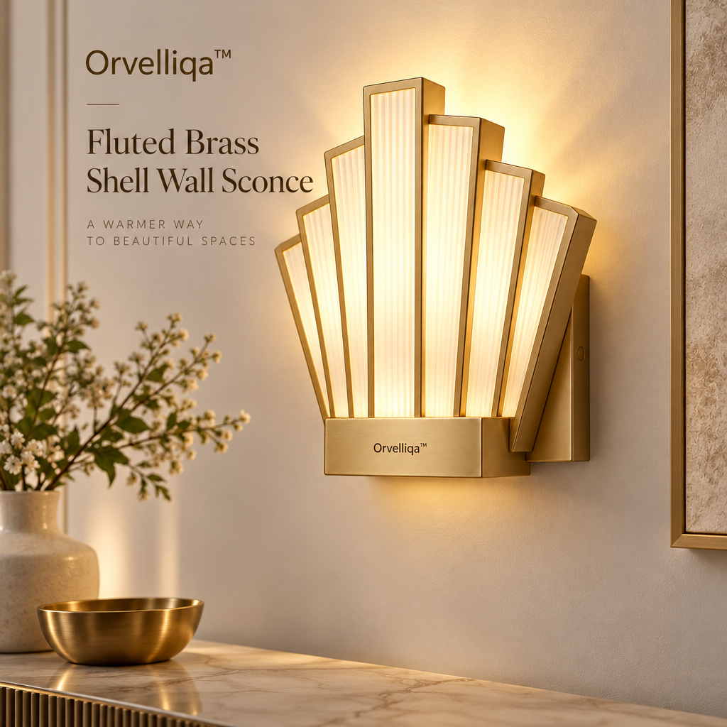 Orvelliqa™ Fluted Brass Shell Wall Sconce - image 5