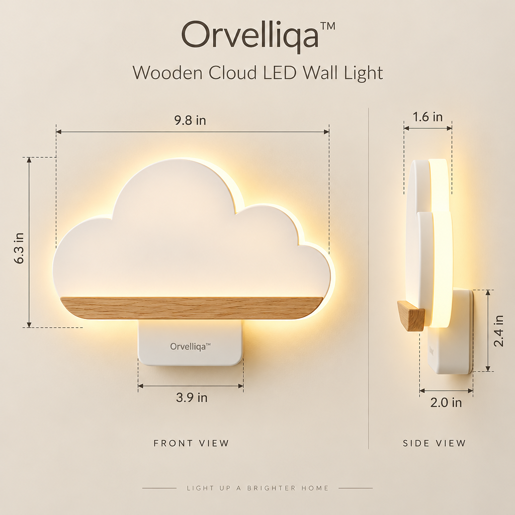 Orvelliqa™ Wooden Cloud LED Wall Light - image 2