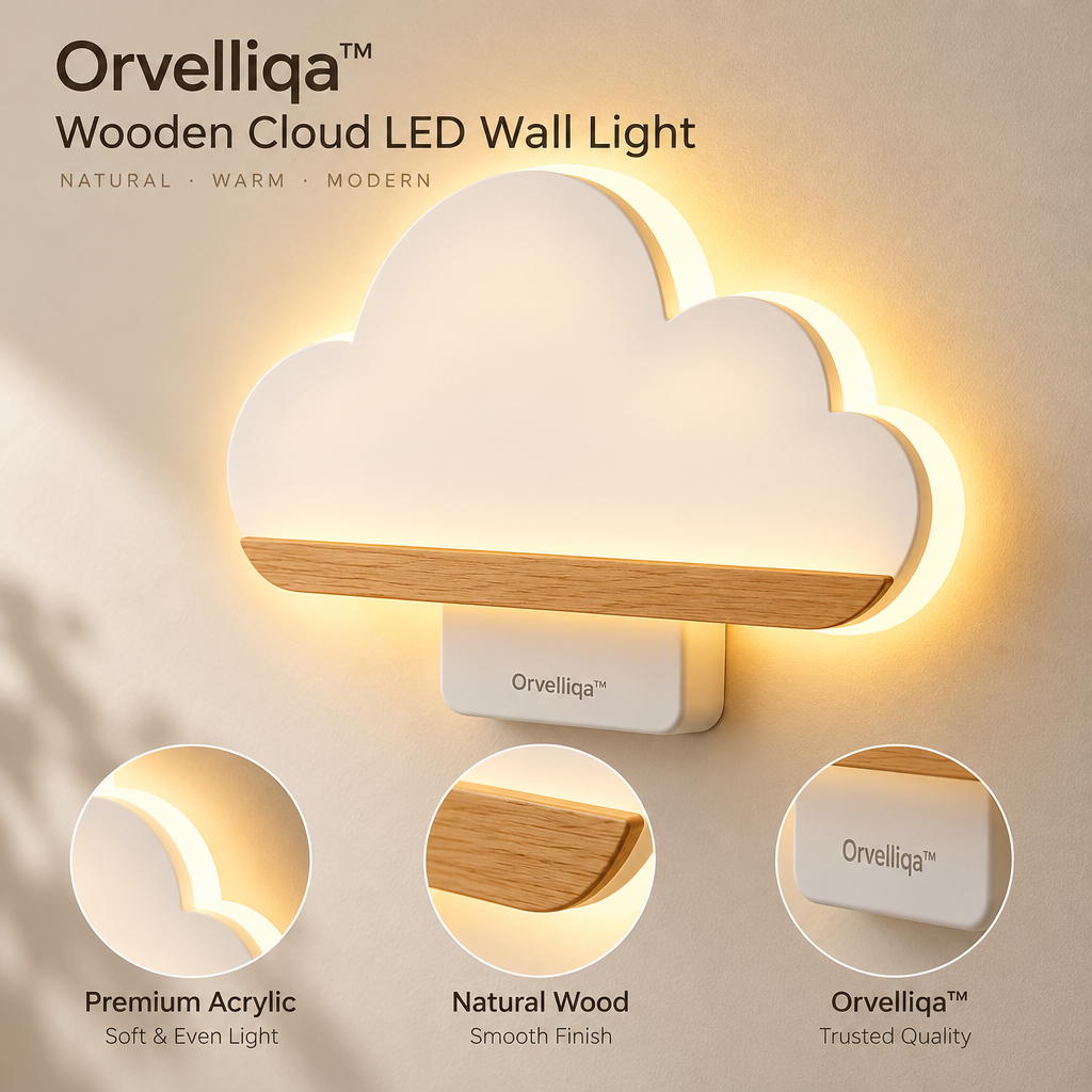 Orvelliqa™ Wooden Cloud LED Wall Light - image 3