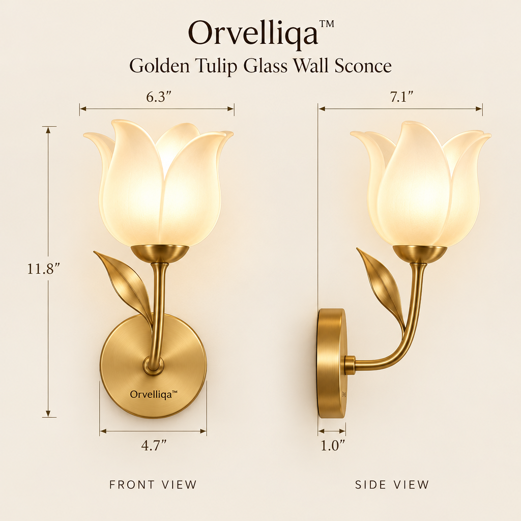Orvelliqa™ Golden Tulip Glass Wall Sconce - image 2
