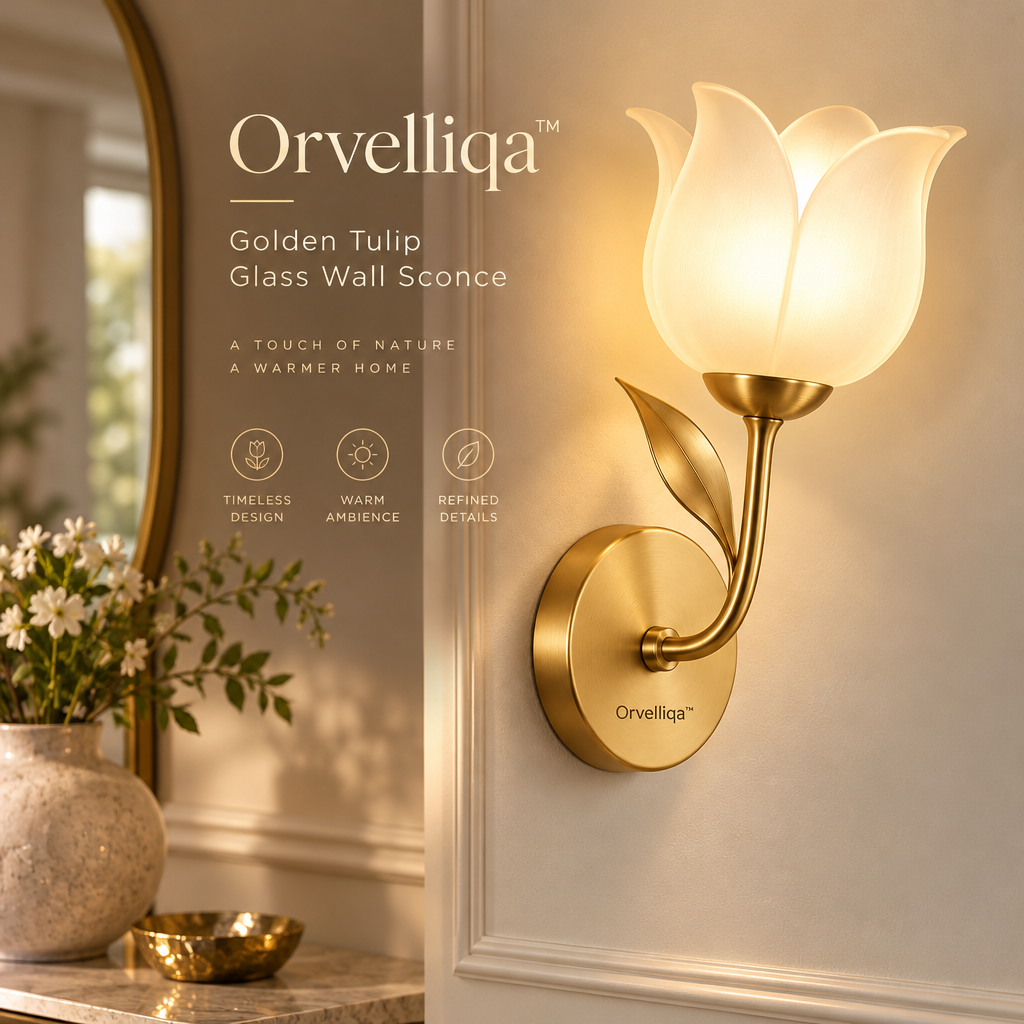 Orvelliqa™ Golden Tulip Glass Wall Sconce - image 5