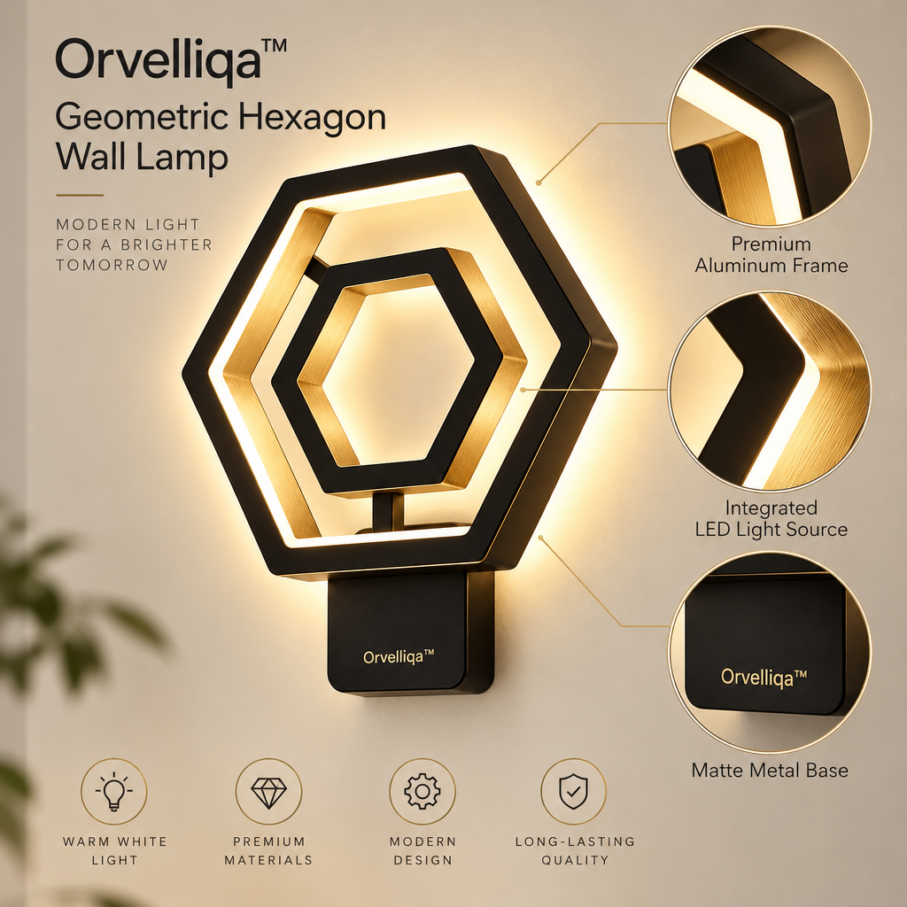 Orvelliqa™ Geometric Hexagon Wall Lamp - image 3