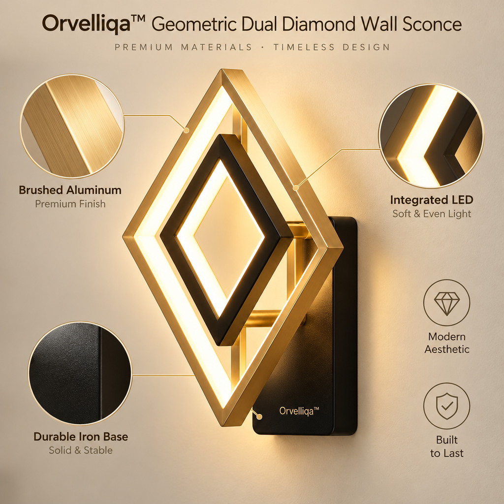 Orvelliqa™ Geometric Dual Diamond Wall Sconce - image 3
