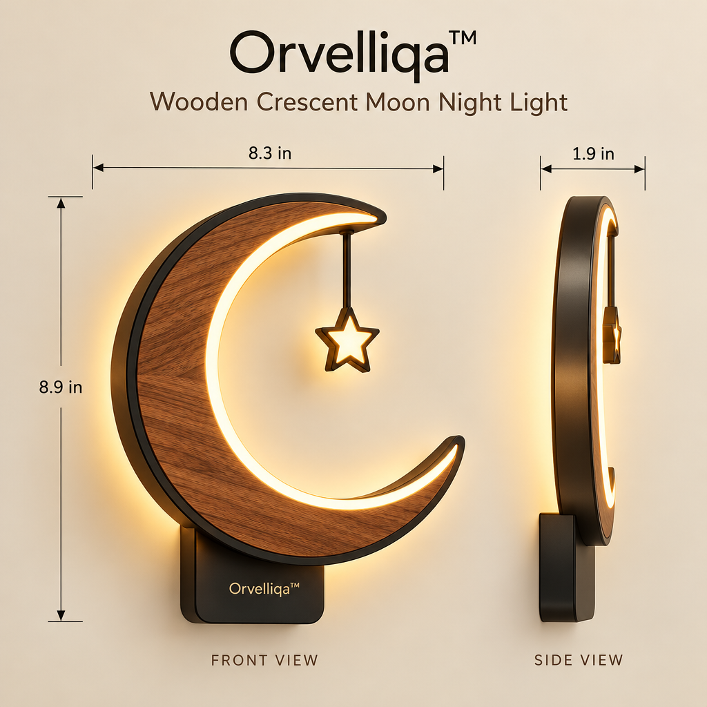 Orvelliqa™ Wooden Crescent Moon Night Light - image 2