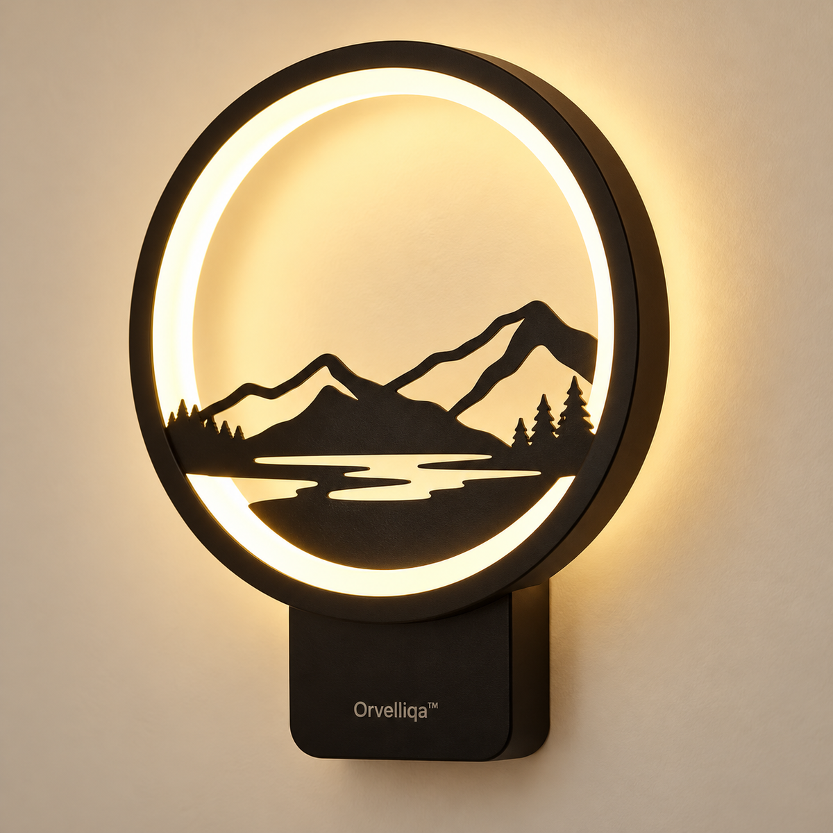 Orvelliqa™ Round Mountain Silhouette LED Night Light - image 1