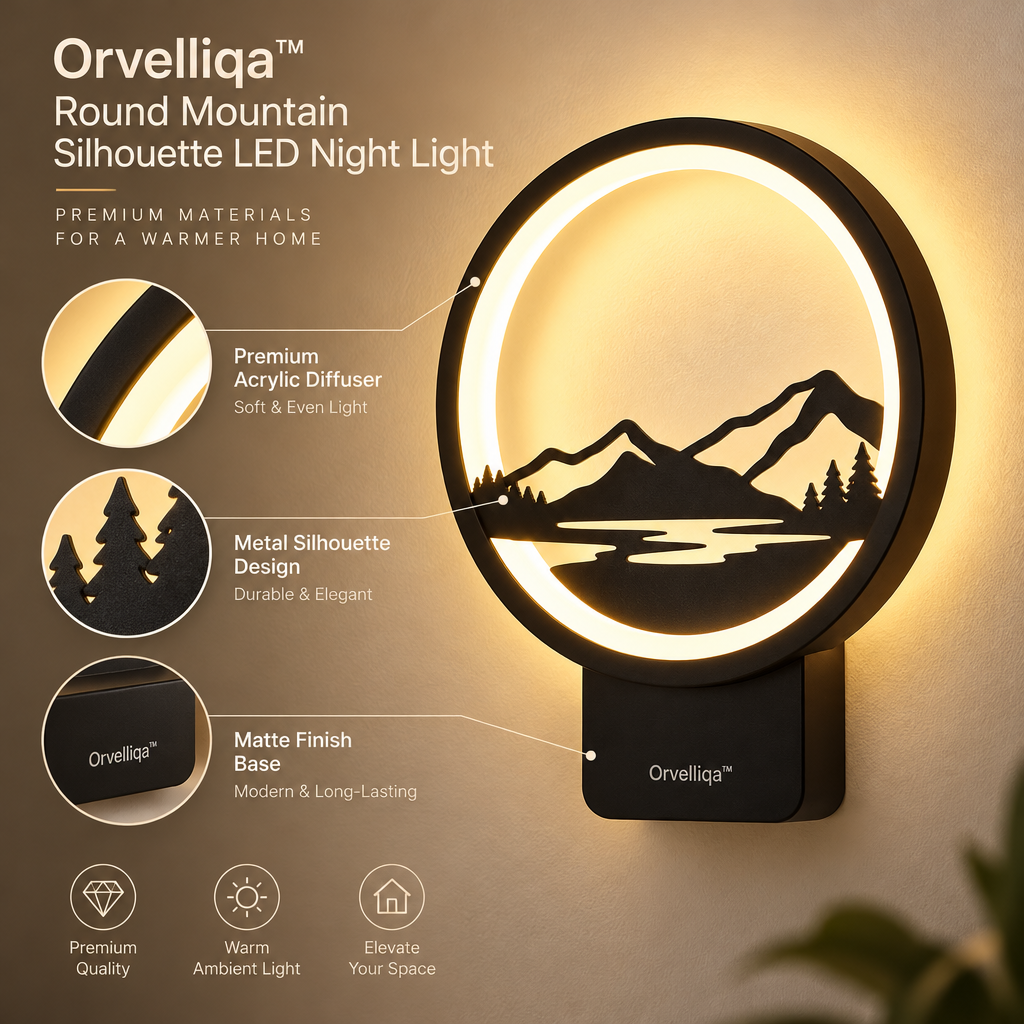 Orvelliqa™ Round Mountain Silhouette LED Night Light - image 3