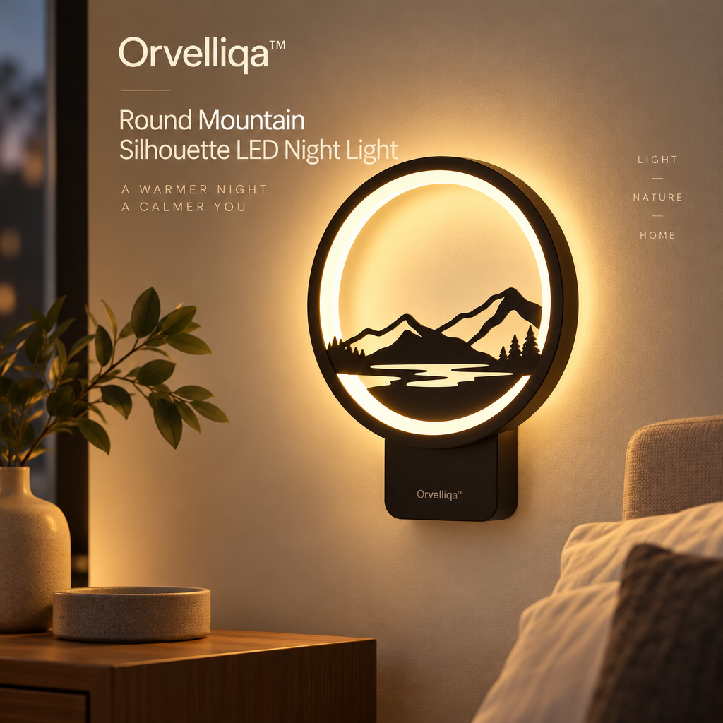 Orvelliqa™ Round Mountain Silhouette LED Night Light - image 5