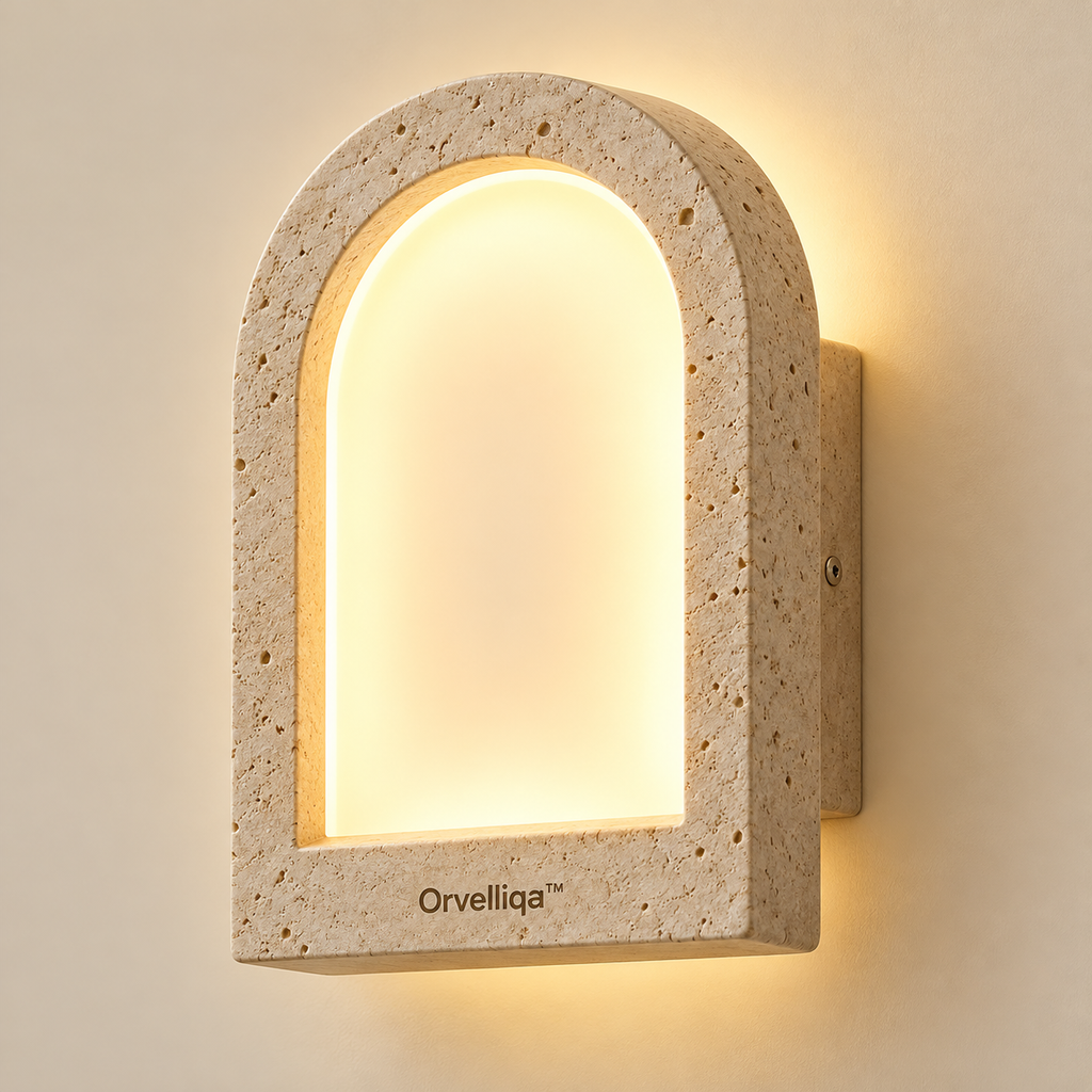 Orvelliqa™ Arched Travertine Wall Sconce - image 1