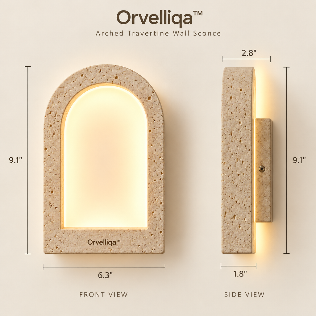 Orvelliqa™ Arched Travertine Wall Sconce - image 2