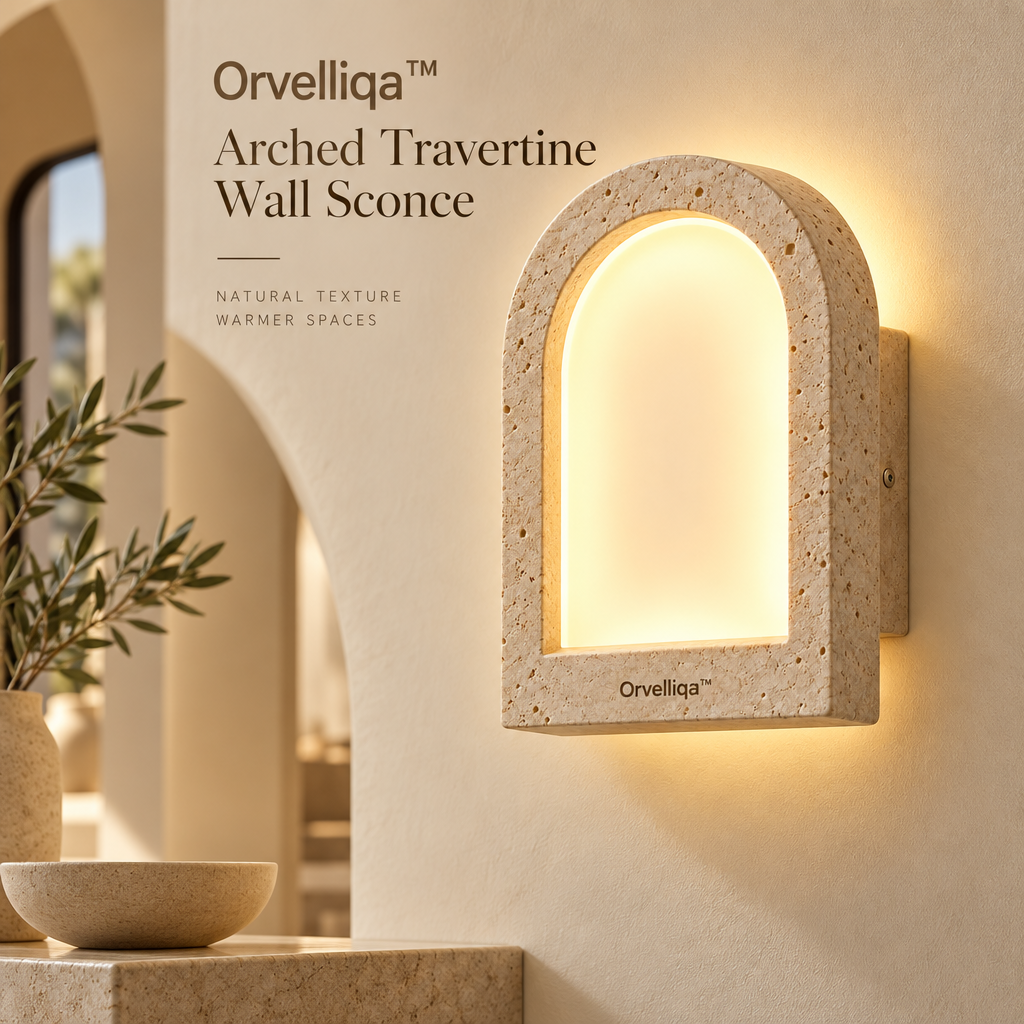 Orvelliqa™ Arched Travertine Wall Sconce - image 5