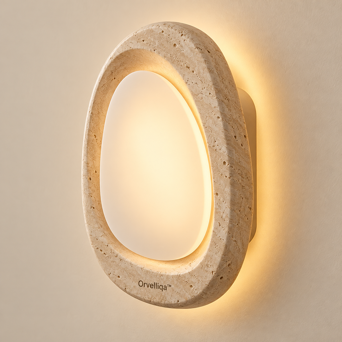 Orvelliqa™ Natural Travertine Egg Wall Lamp - image 1