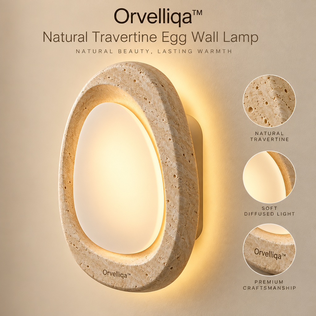 Orvelliqa™ Natural Travertine Egg Wall Lamp - image 3