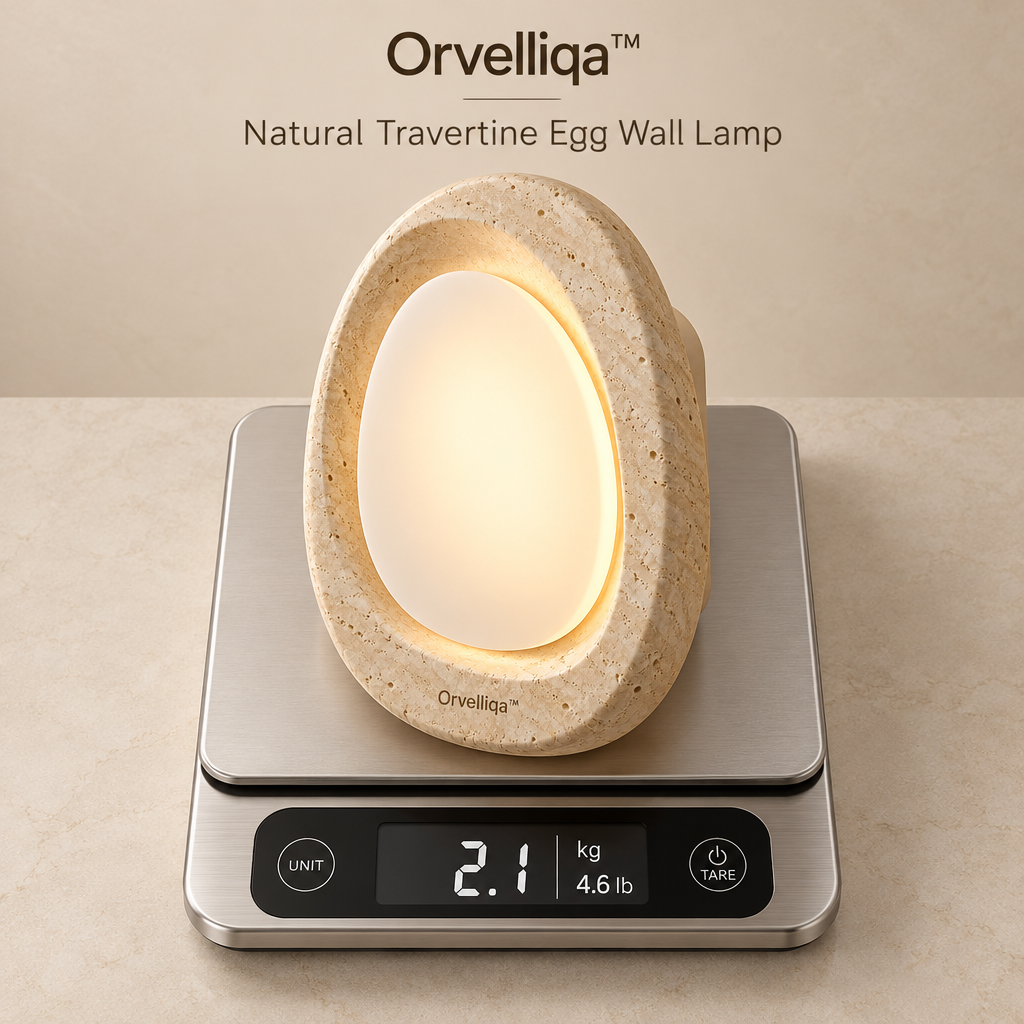 Orvelliqa™ Natural Travertine Egg Wall Lamp - image 4