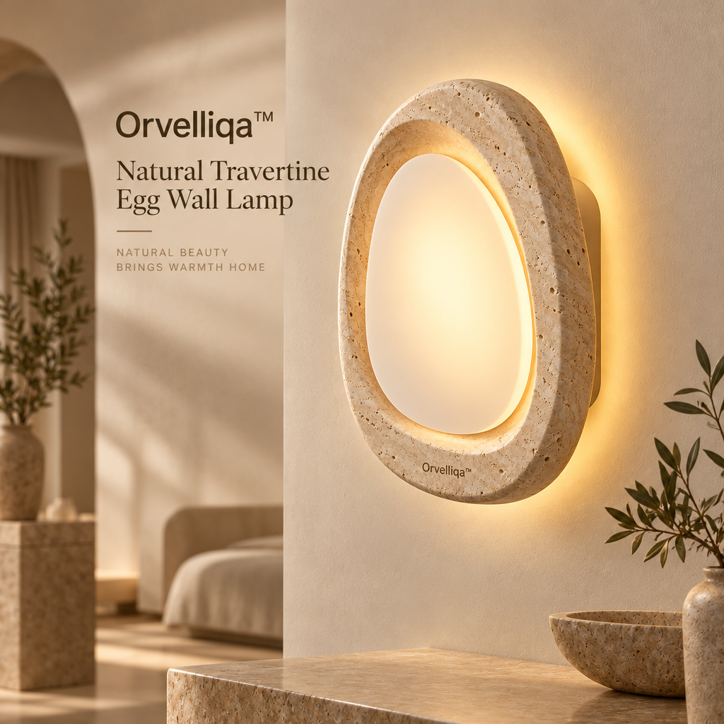 Orvelliqa™ Natural Travertine Egg Wall Lamp - image 5